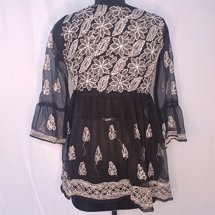 Anarkali with Dori – Short Georgette Kurti with Dori Frill Sleeves