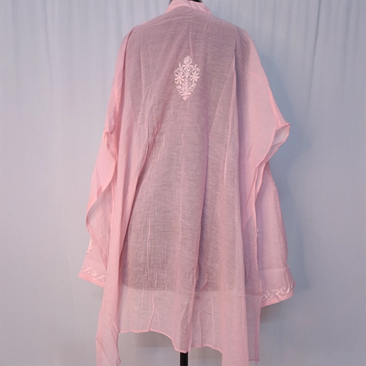 Mul Mukesh Shirt – Elegant Semi-stitched Chikankari Kurti - Pink