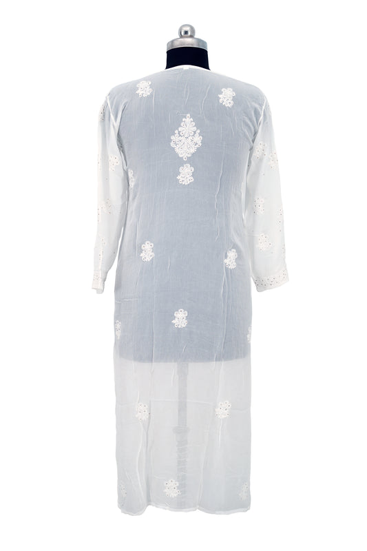 Shiffon Long Kurti-Chikenkari with Mukesh work