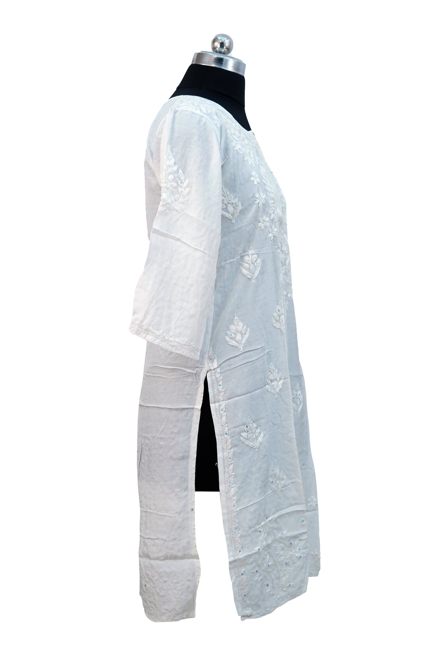 Chanderi Cotton-Sequence work Long Kurti