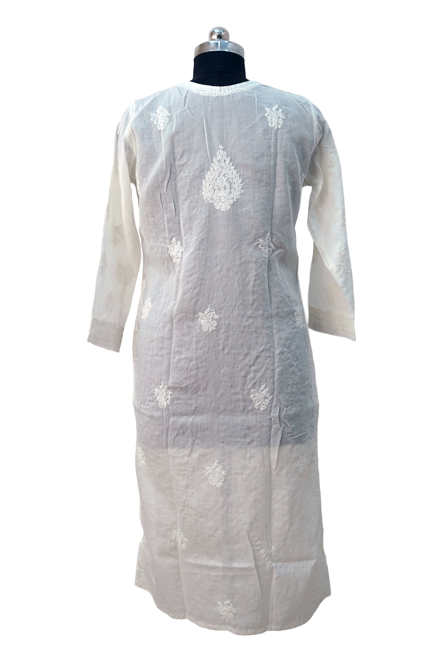 Cotton Jaal Chikenkari-White Kurti