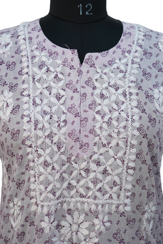 Cotton Printed Long Kurti with Embroidery