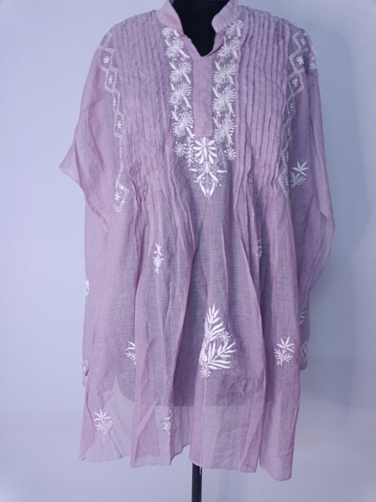 Mul Mukesh Shirt – Elegant Semi-stitched Chikankari Kurti - Purple