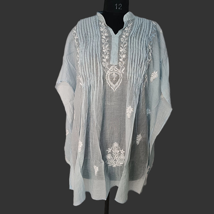 Mul Mukesh Shirt – Elegant Semi-stitched Chikankari Kurti - Blue