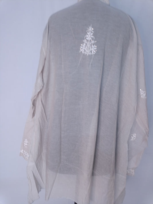Mul Mukesh Shirt – Elegant Semi-stitched Chikankari Kurti - Grey