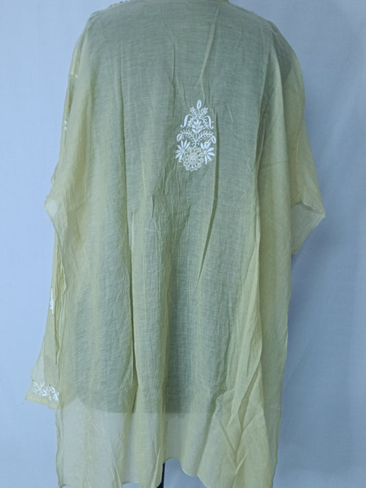 Mul Mukesh Shirt – Elegant Semi-stitched Chikankari Kurti - Green