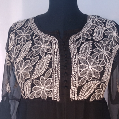 Anarkali with Dori – Short Georgette Kurti with Dori Frill Sleeves