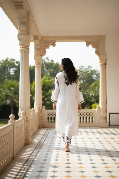 3D Modal Kurti with Premium Embroidery – Long Kurti