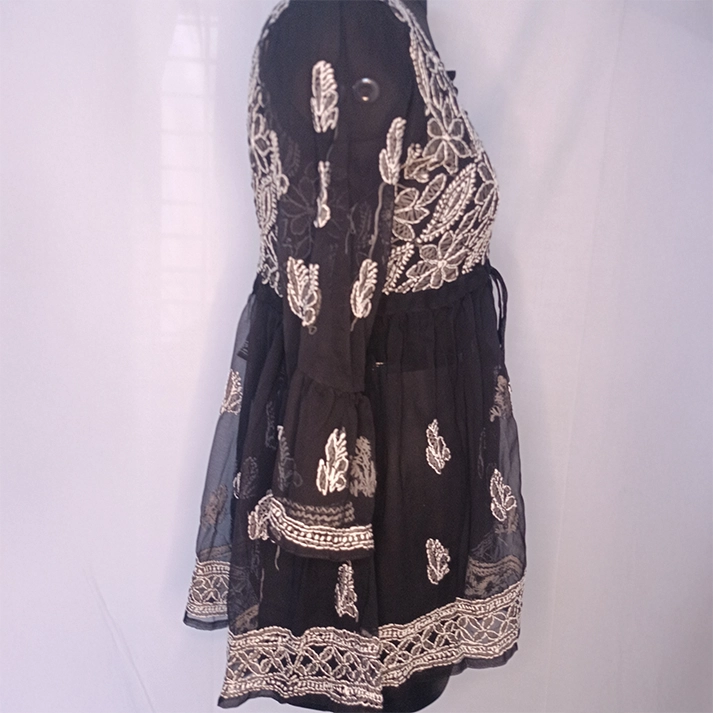 Anarkali with Dori – Short Georgette Kurti with Dori Frill Sleeves