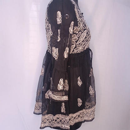 Anarkali with Dori – Short Georgette Kurti with Dori Frill Sleeves