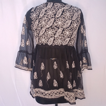 Anarkali with Dori – Short Georgette Kurti with Dori Frill Sleeves