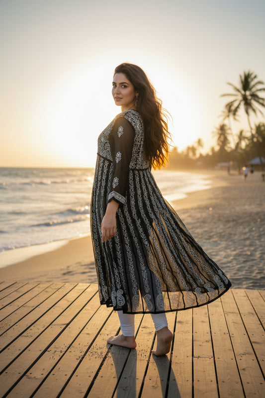 Black Anarkali long Kurti
