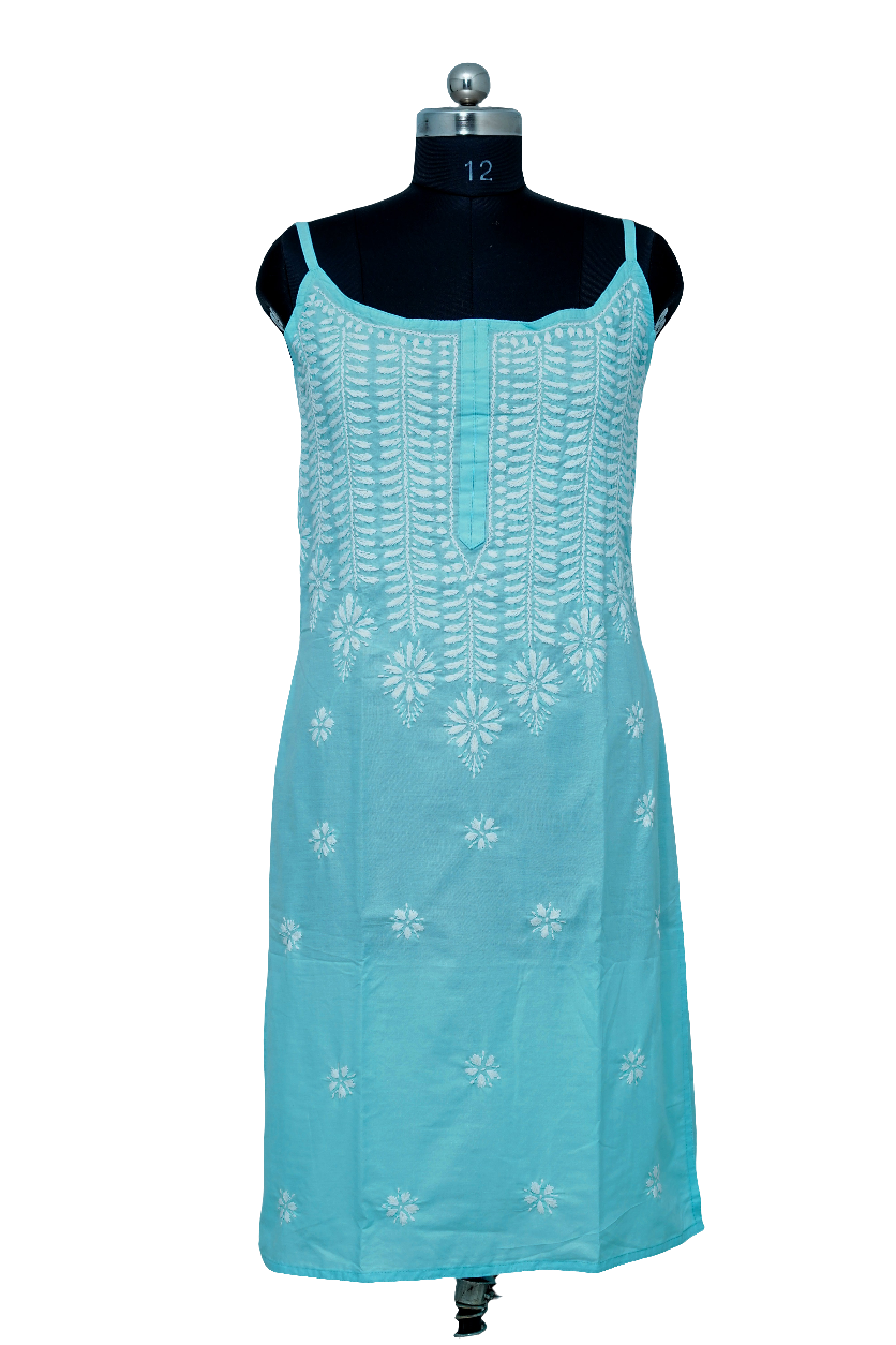 Cotton Strappy Kurti – Sky Blue