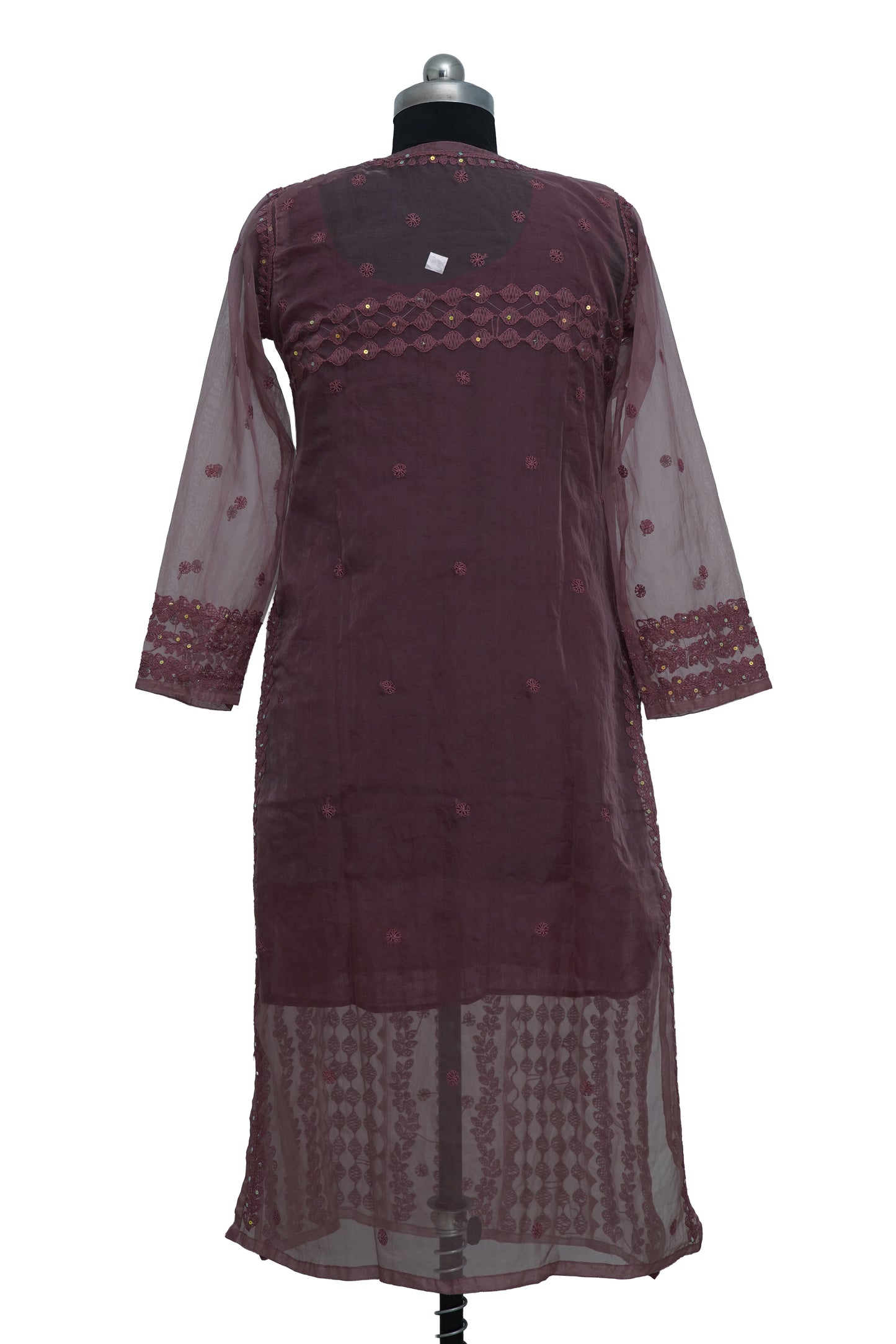 Brown Organza Sequence Long Kurti with Inner – Elegant Party Wear