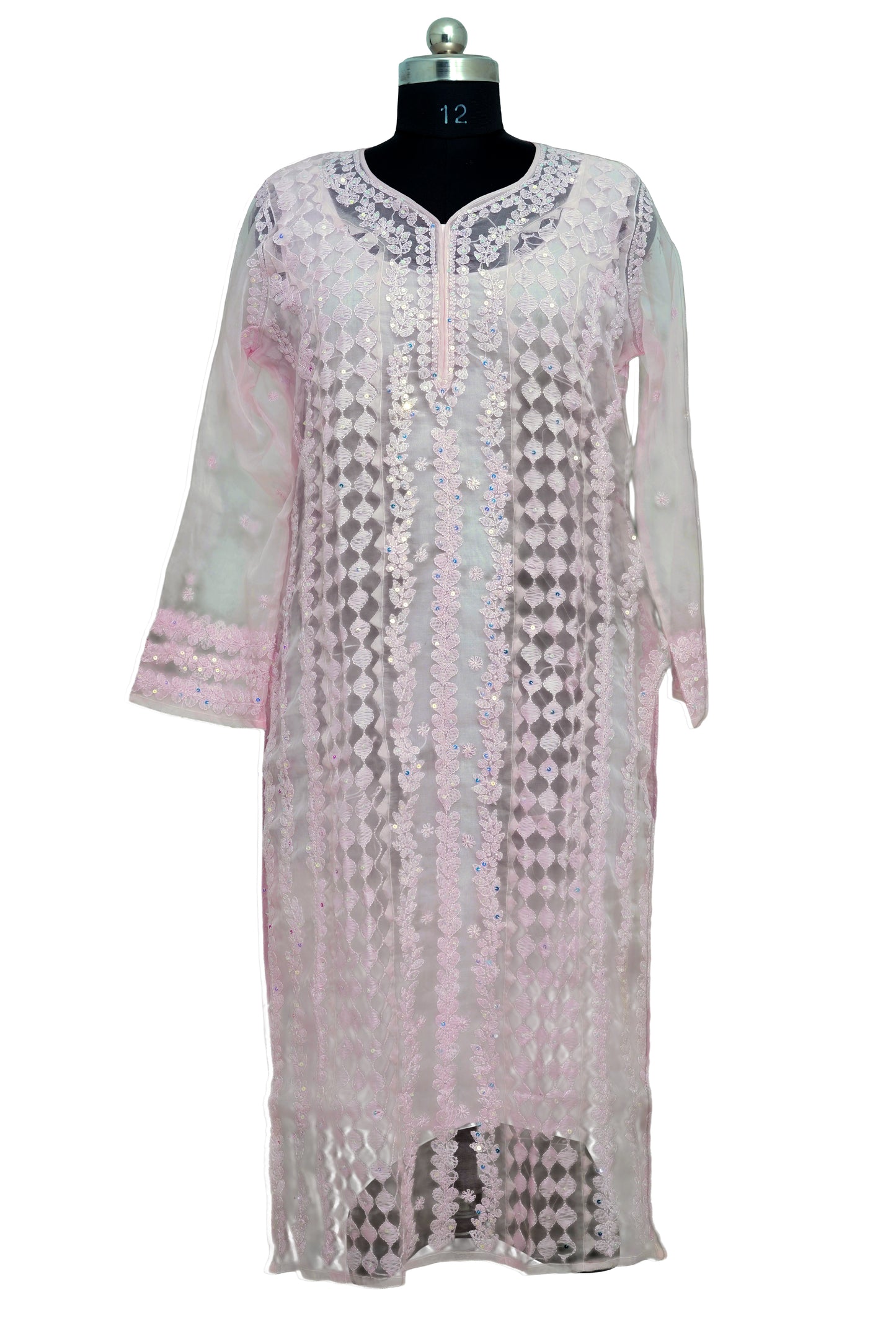 Pink Organza sequence kurti with Inner- Elegant Partywear