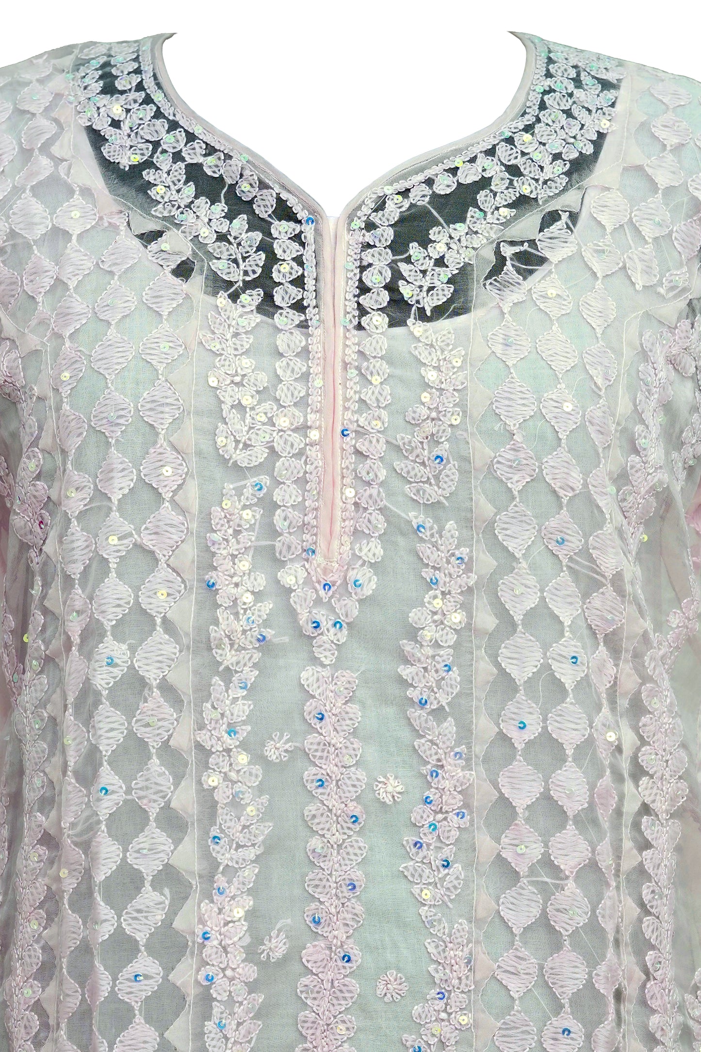 Pink Organza sequence kurti with Inner- Elegant Partywear