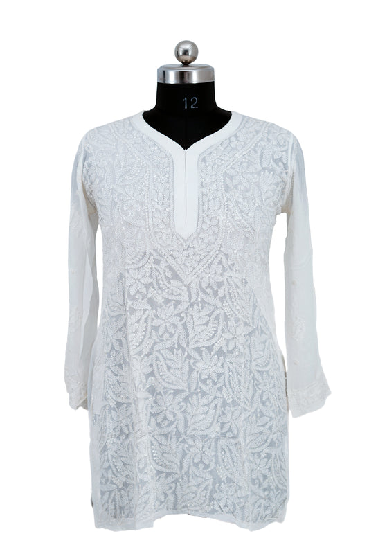 Shiffon Jaal embroidery-Short Kurti