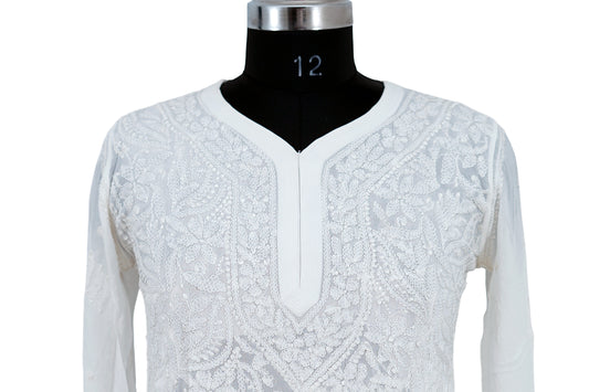 Shiffon Jaal embroidery-Short Kurti