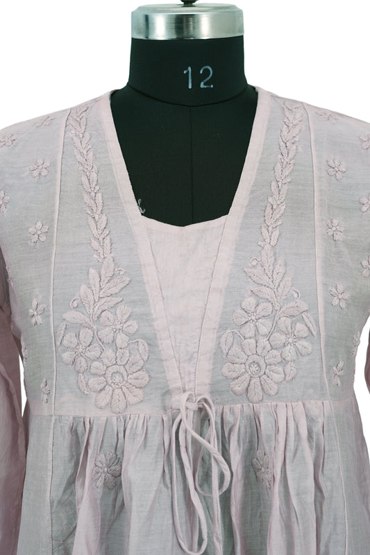 Chanderi Silk-Short Anarkali Kurti