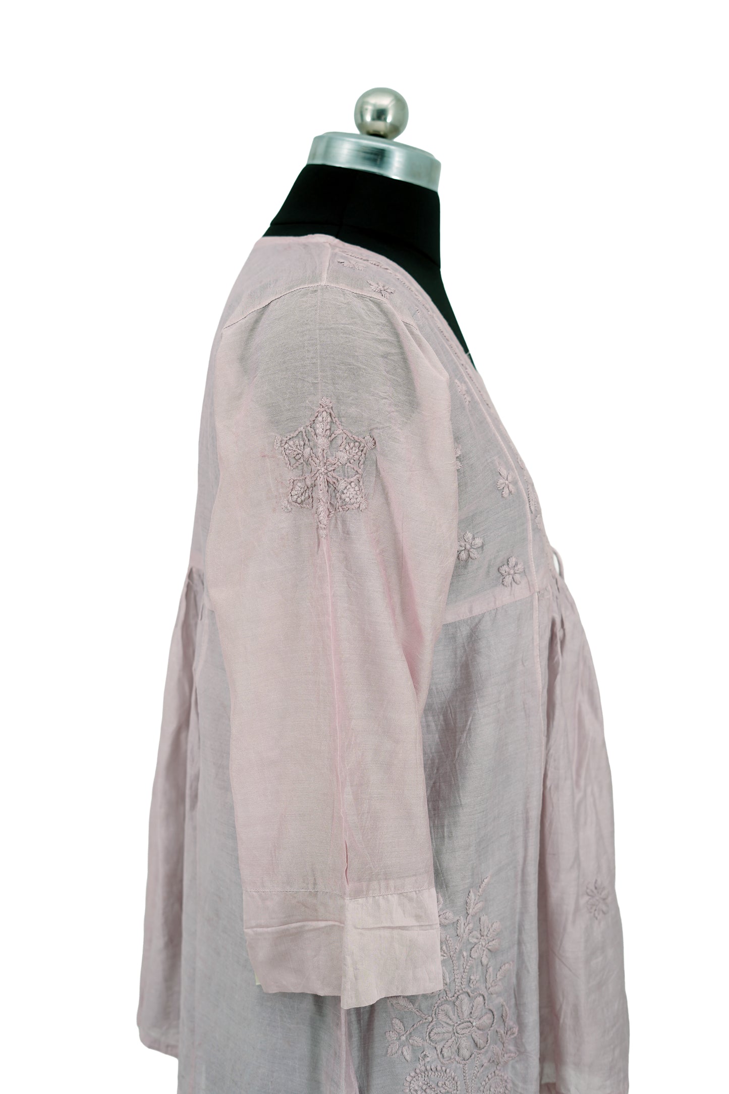 Chanderi Silk-Short Anarkali Kurti