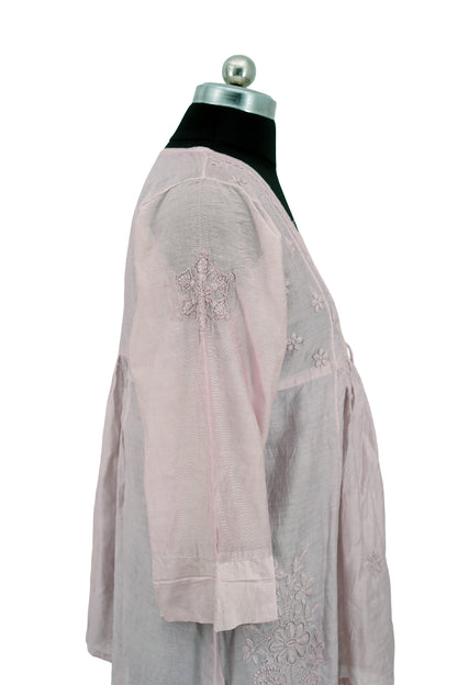 Chanderi Silk-Short Anarkali Kurti