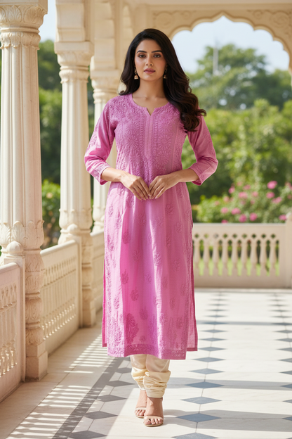 Chanderi Silk Shaded-Long Kurti