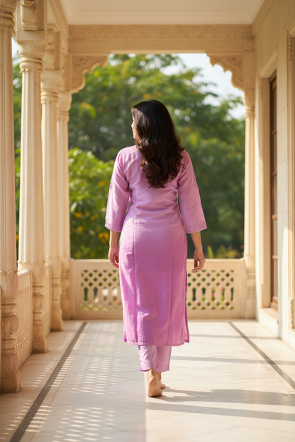 Chanderi Silk Shaded-Long Kurti
