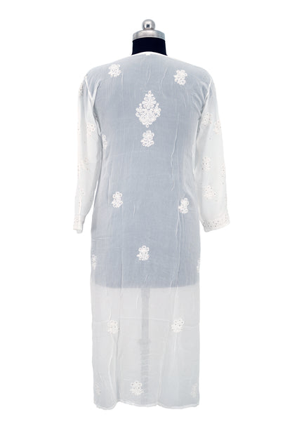 Shiffon Long Kurti-Chikenkari with Mukesh work