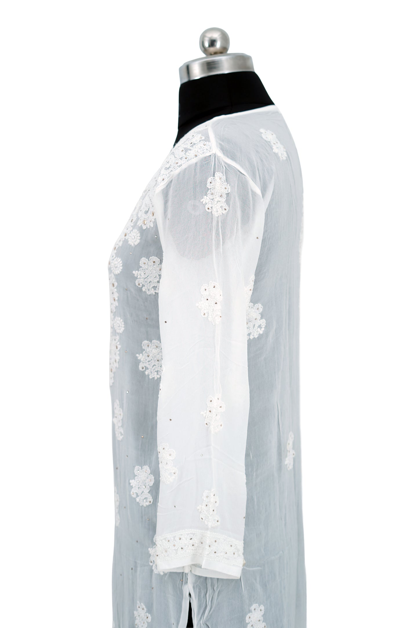 Shiffon Long Kurti-Chikenkari with Mukesh work