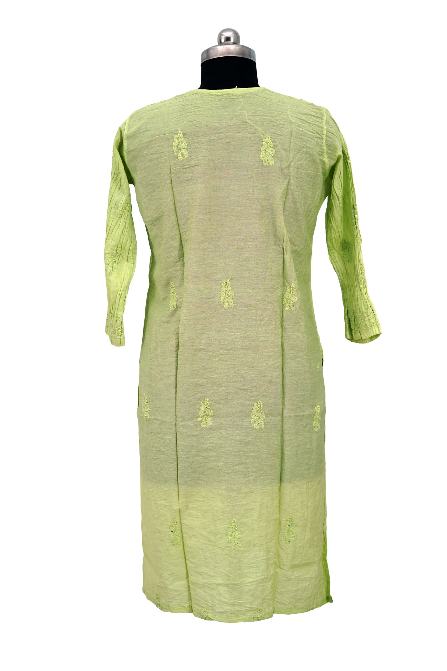Chanderi Parrot Green-Sequence work Long Kurti