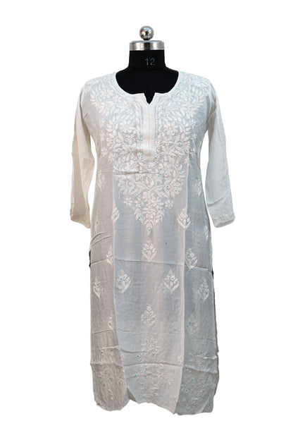 Chanderi Cotton-Sequence work Long Kurti
