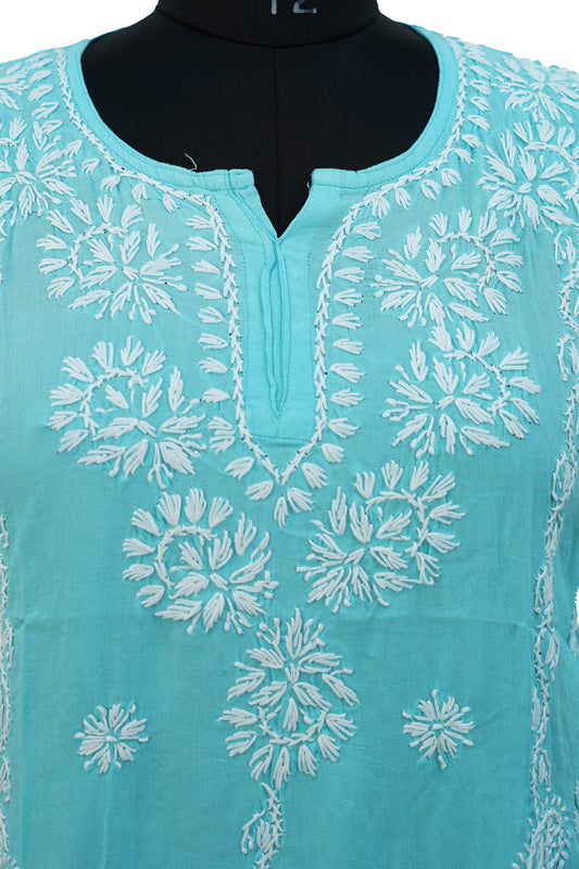 Modal Short Kurti-Sky Blue