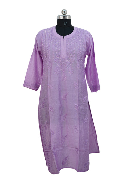 Chanderi Silk Chikankari with Sequence-Purple Kurti
