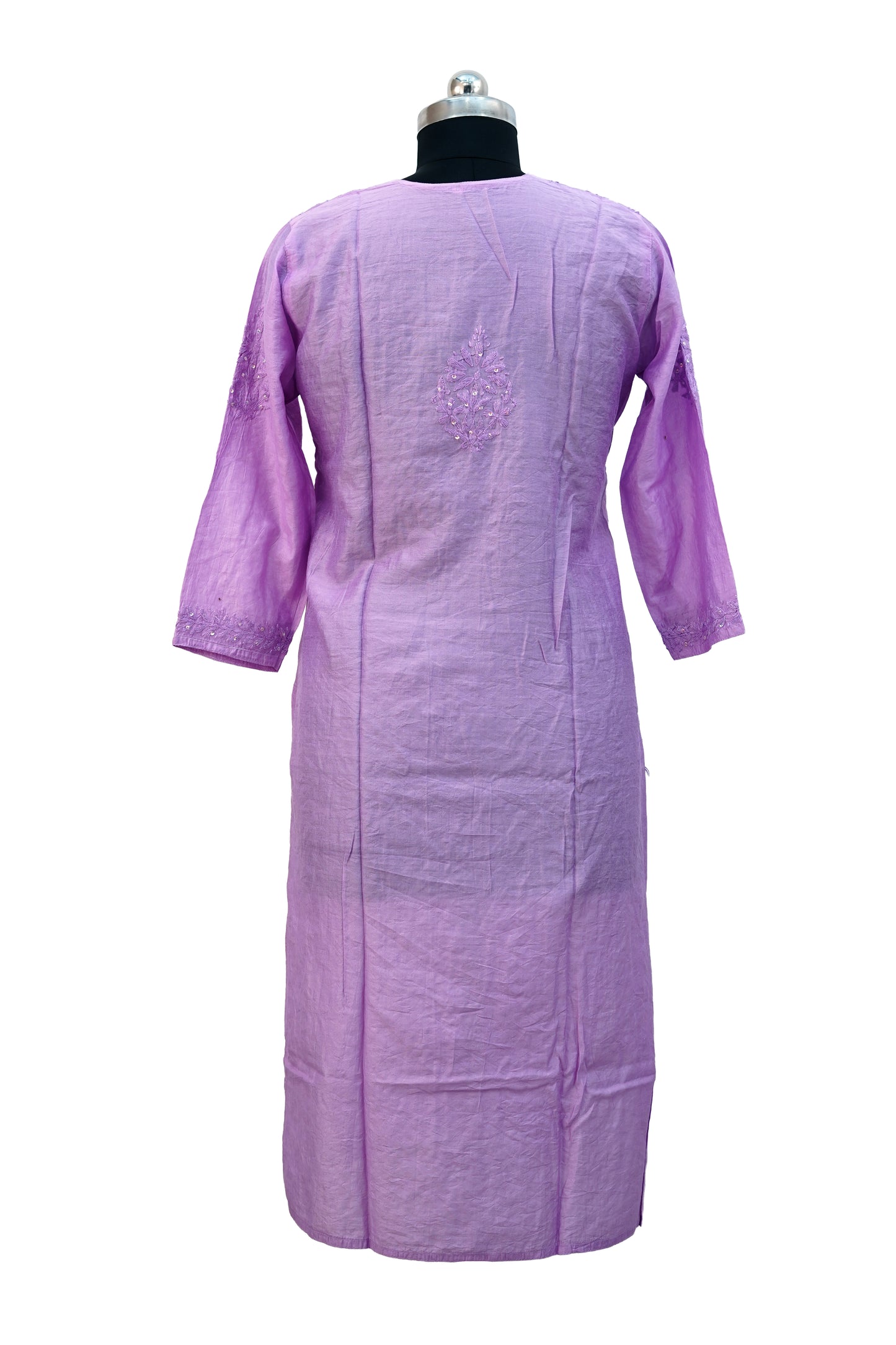 Chanderi Silk Chikankari with Sequence-Purple Kurti
