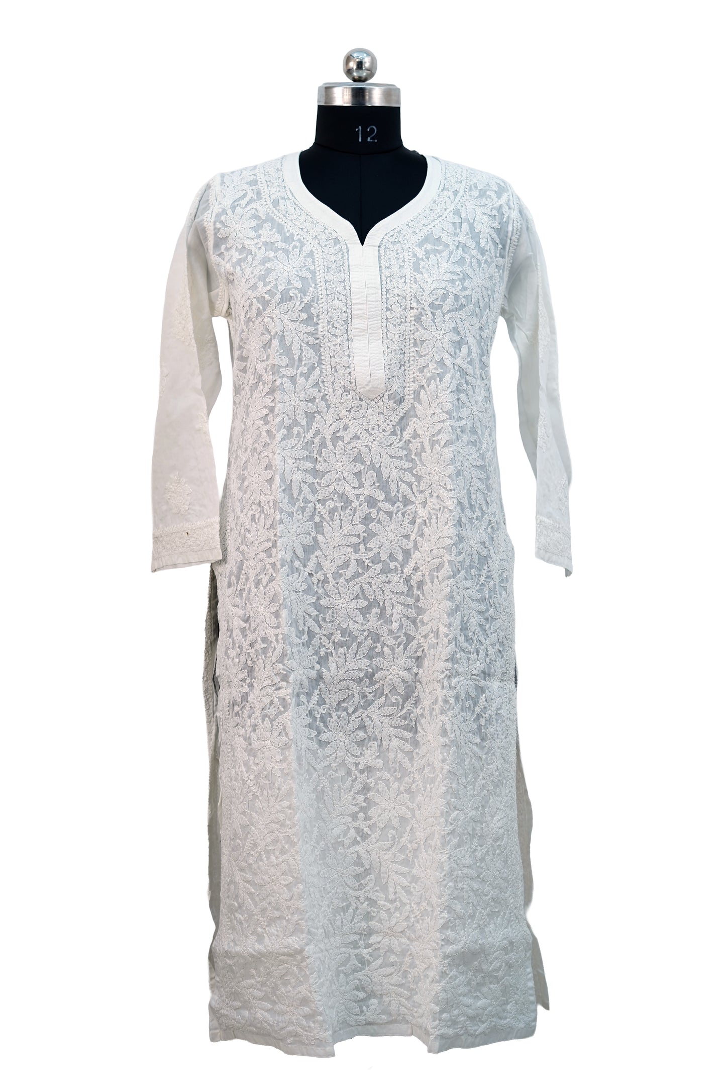 Cotton Jaal Chikenkari-White Kurti