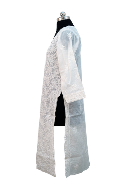 Cotton Jaal Chikenkari-White Kurti