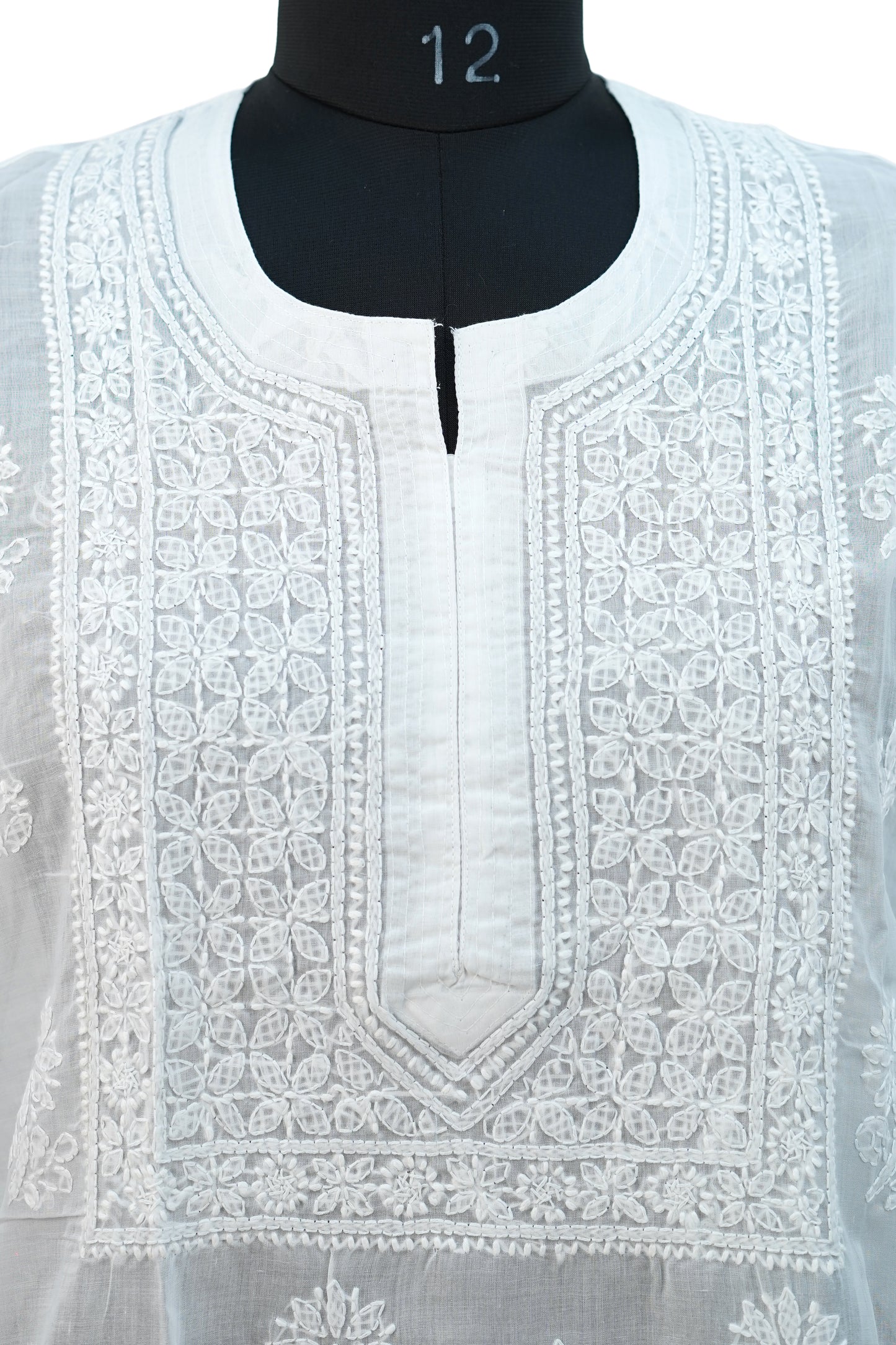 Cotton Chikenkari White Kurti