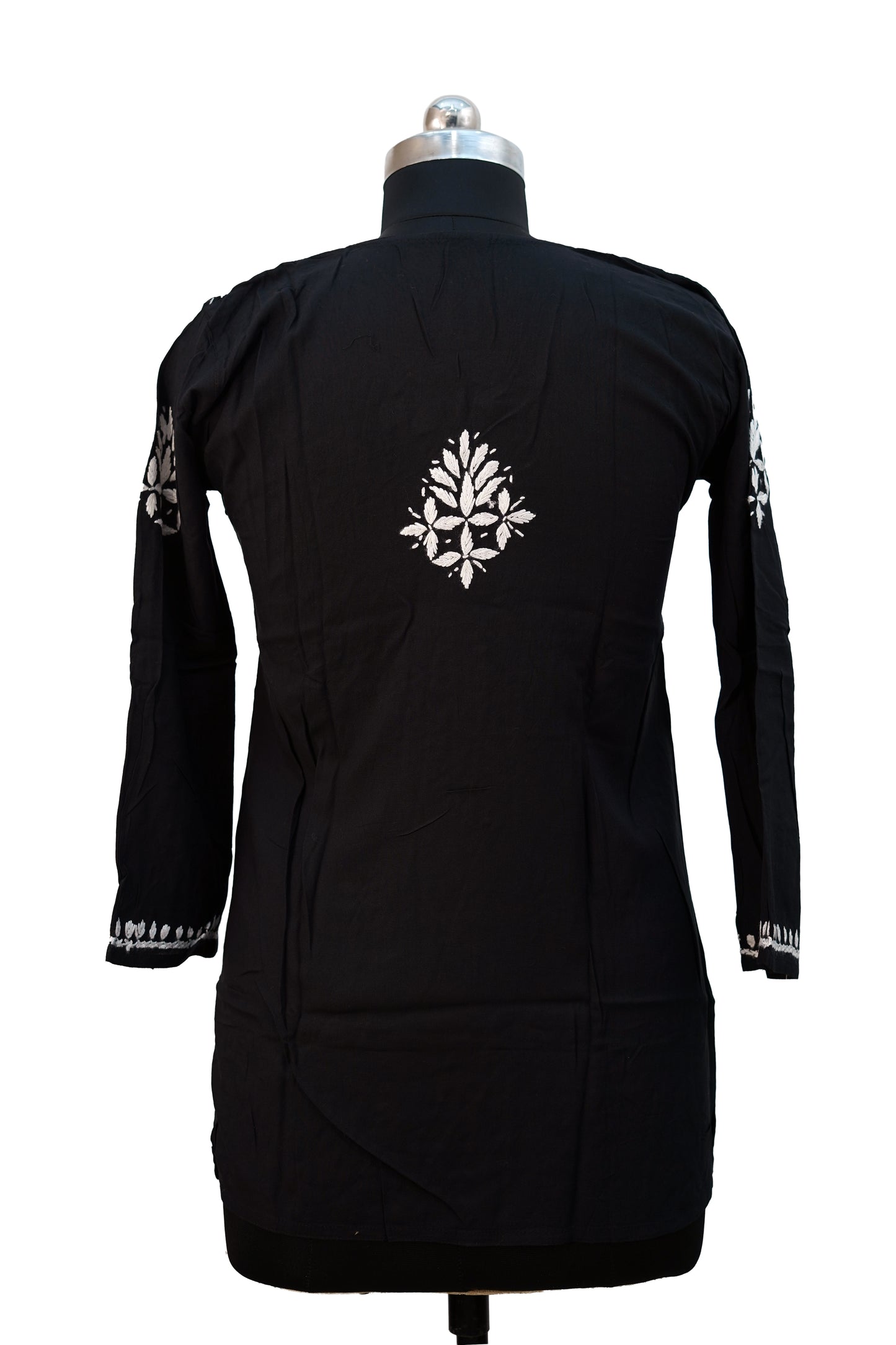 Modal Chikenkari Embroidery-Black Short Kurti