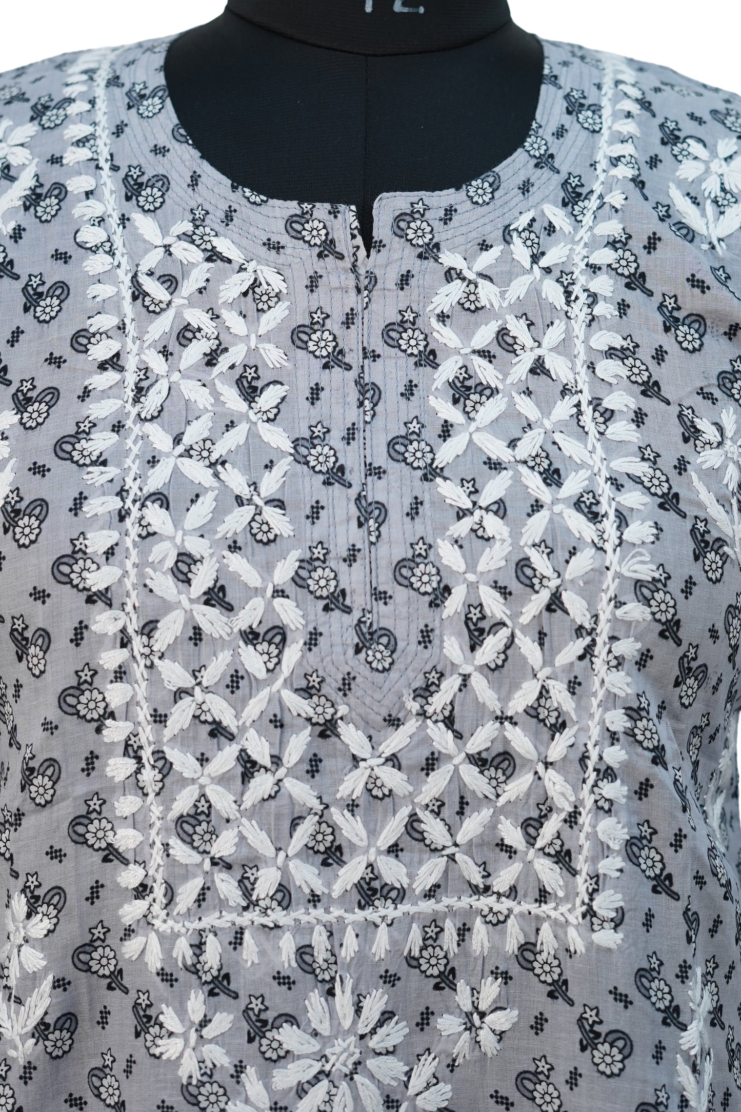 Cotton printed Long Kurti with Embroidery