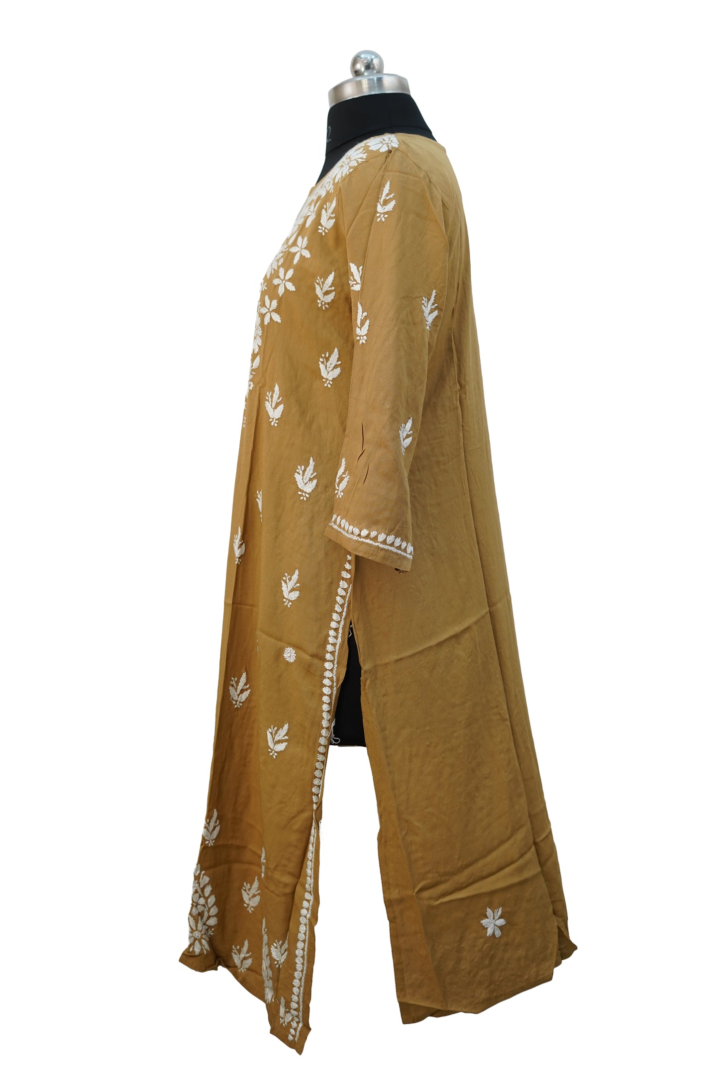 Modal Chikenkari Brown Kurti
