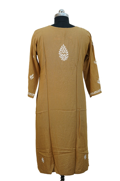 Modal Chikenkari Brown Kurti