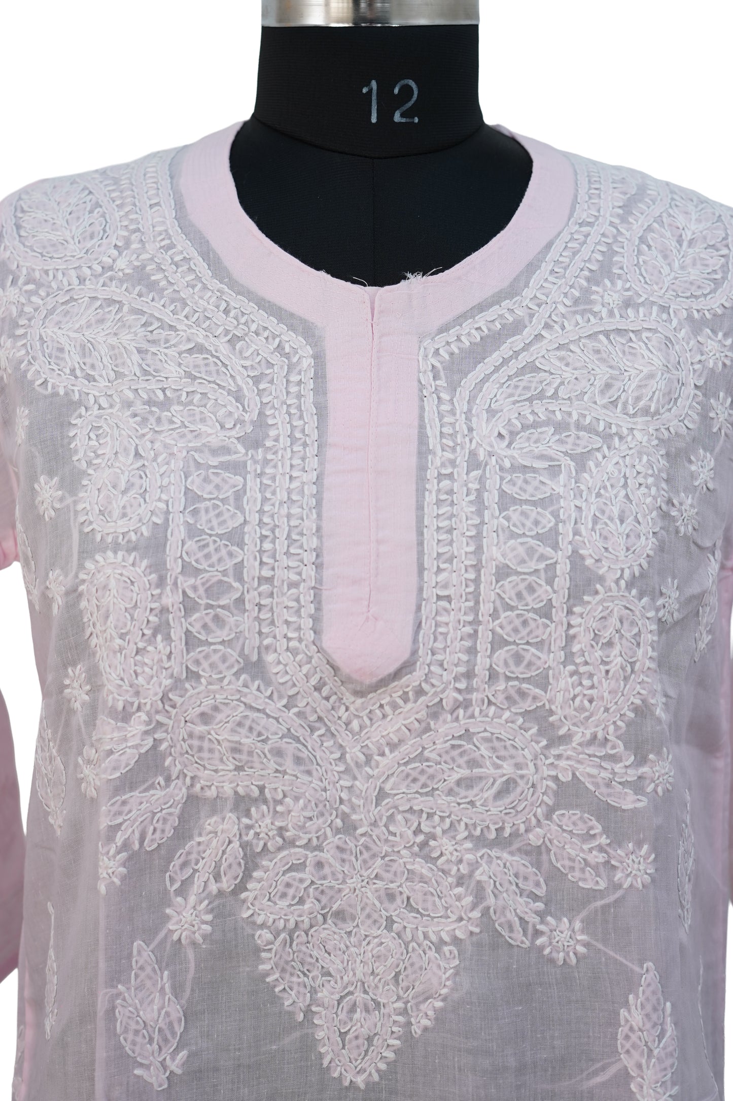 Pure Cotton Chikenkari Kurti-Pink