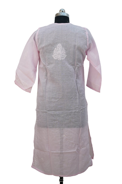 Pure Cotton Chikenkari Kurti-Pink