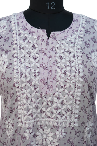 Cotton Printed Long Kurti with Embroidery
