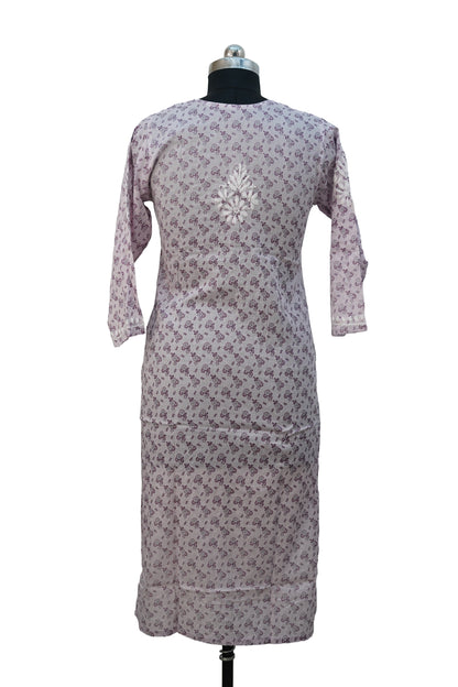 Cotton Printed Long Kurti with Embroidery