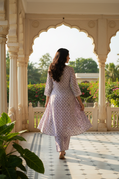 Cotton Printed Long Kurti with Embroidery