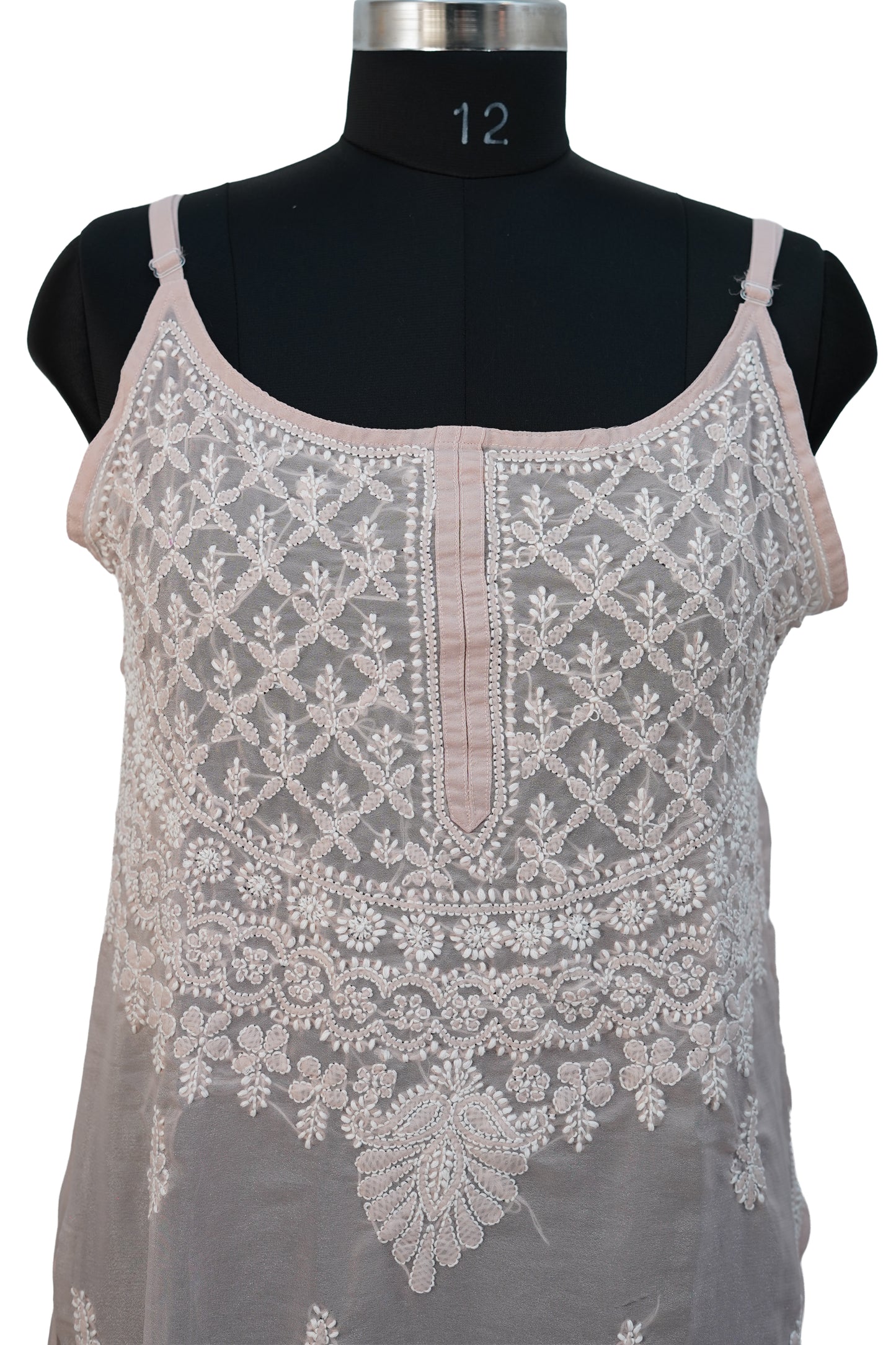 Shimmer strappy kurti- Elegant Partywear in Peach color