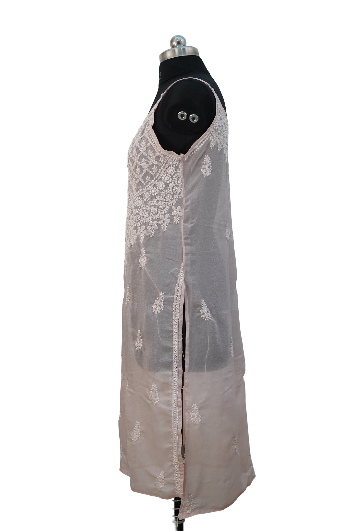 Shimmer strappy kurti- Elegant Partywear in Peach color