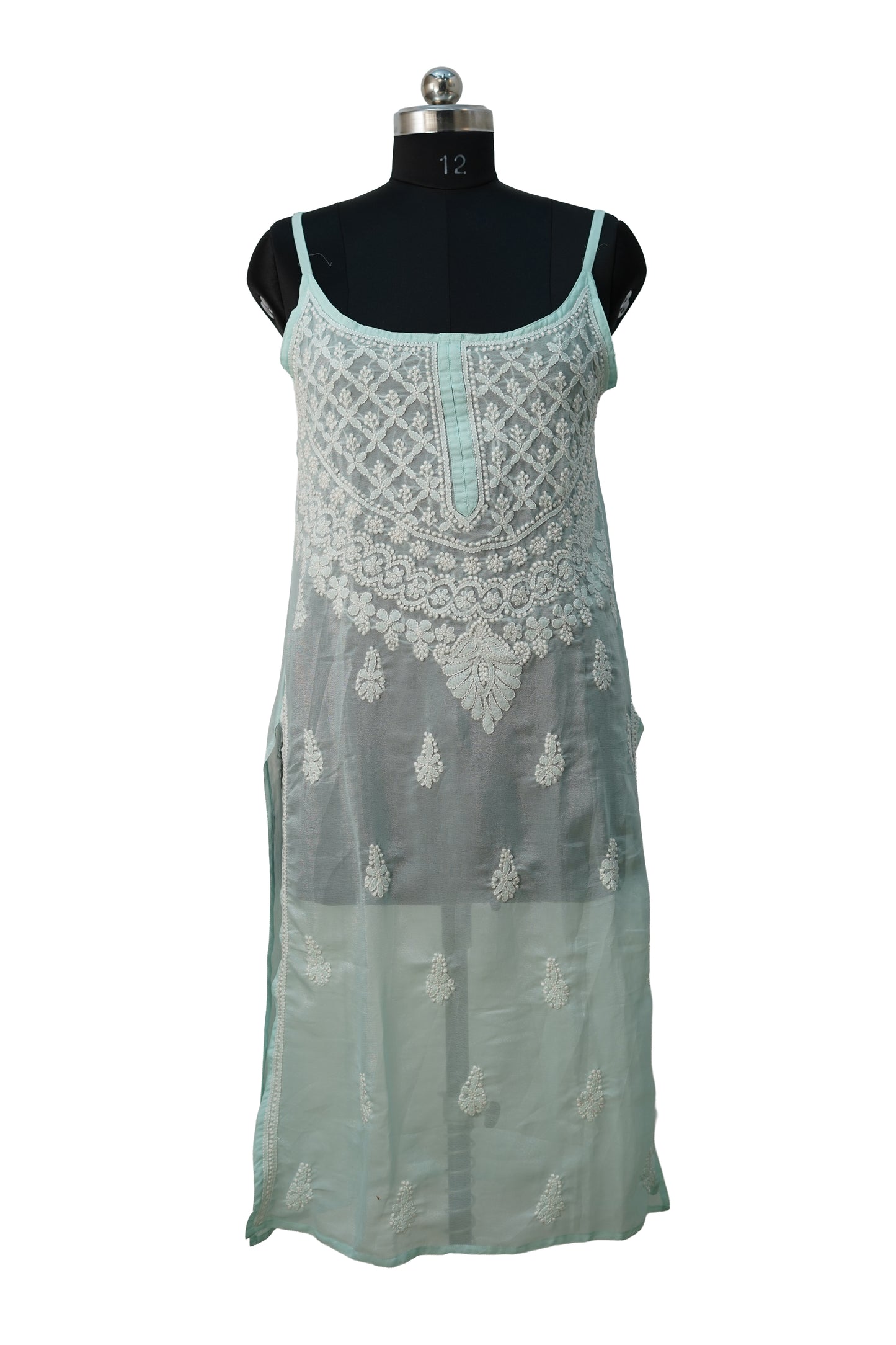 Sea-green shimmer strappy kurti- Elegant Partywear