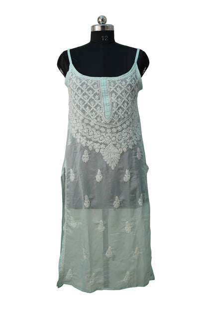 Sea-green shimmer strappy kurti- Elegant Partywear